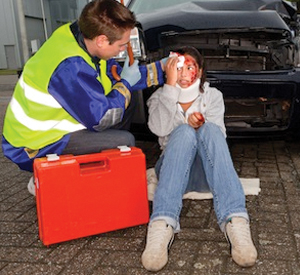 Girl in collar after car accident